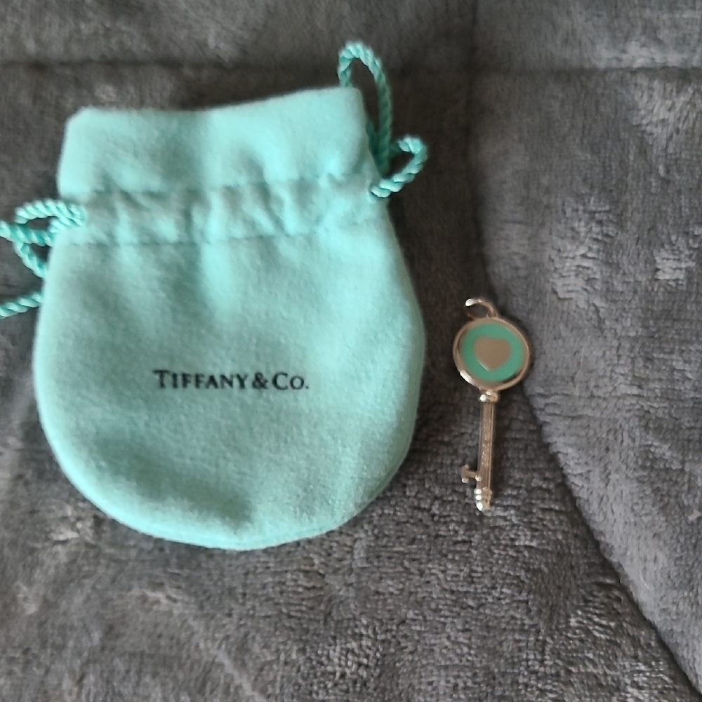 Tiffany & Co. Silver Key with Turquoise Accent and Pouch